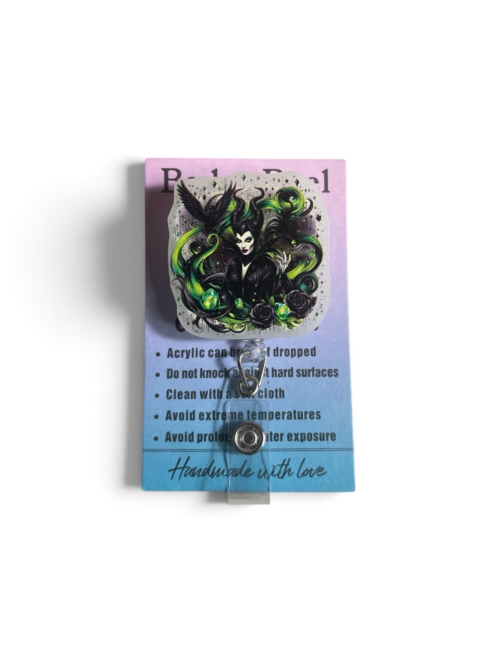 Maleficent Glow in the Dark Retractable Badge Reel -